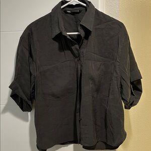 Zara Charcoal Button-Up Shirt